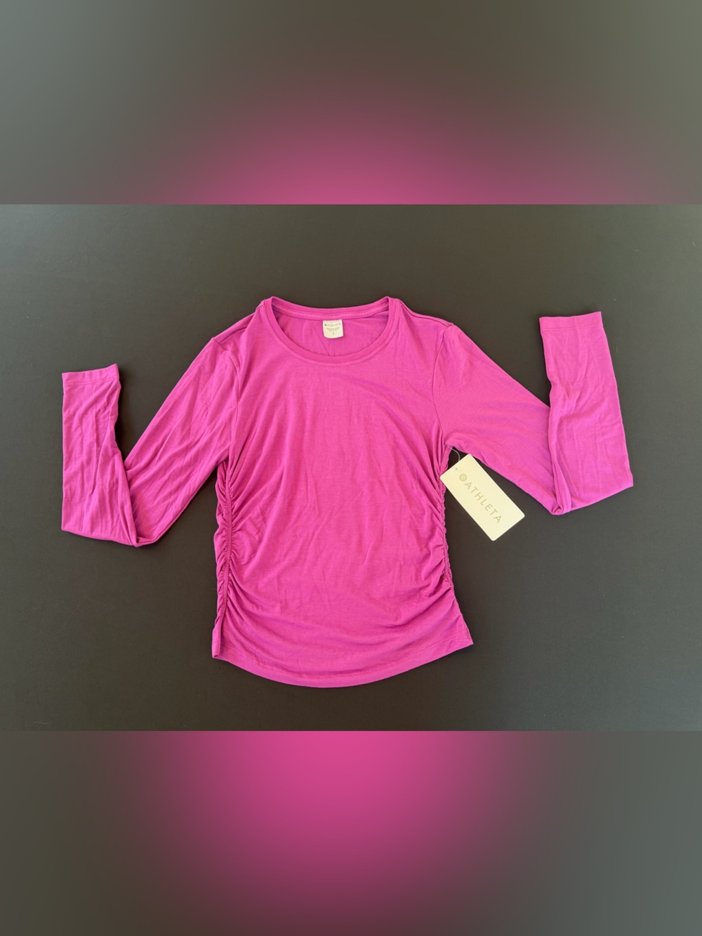 Athleta Fuchsia Long-Sleeve Crewneck Performance Top